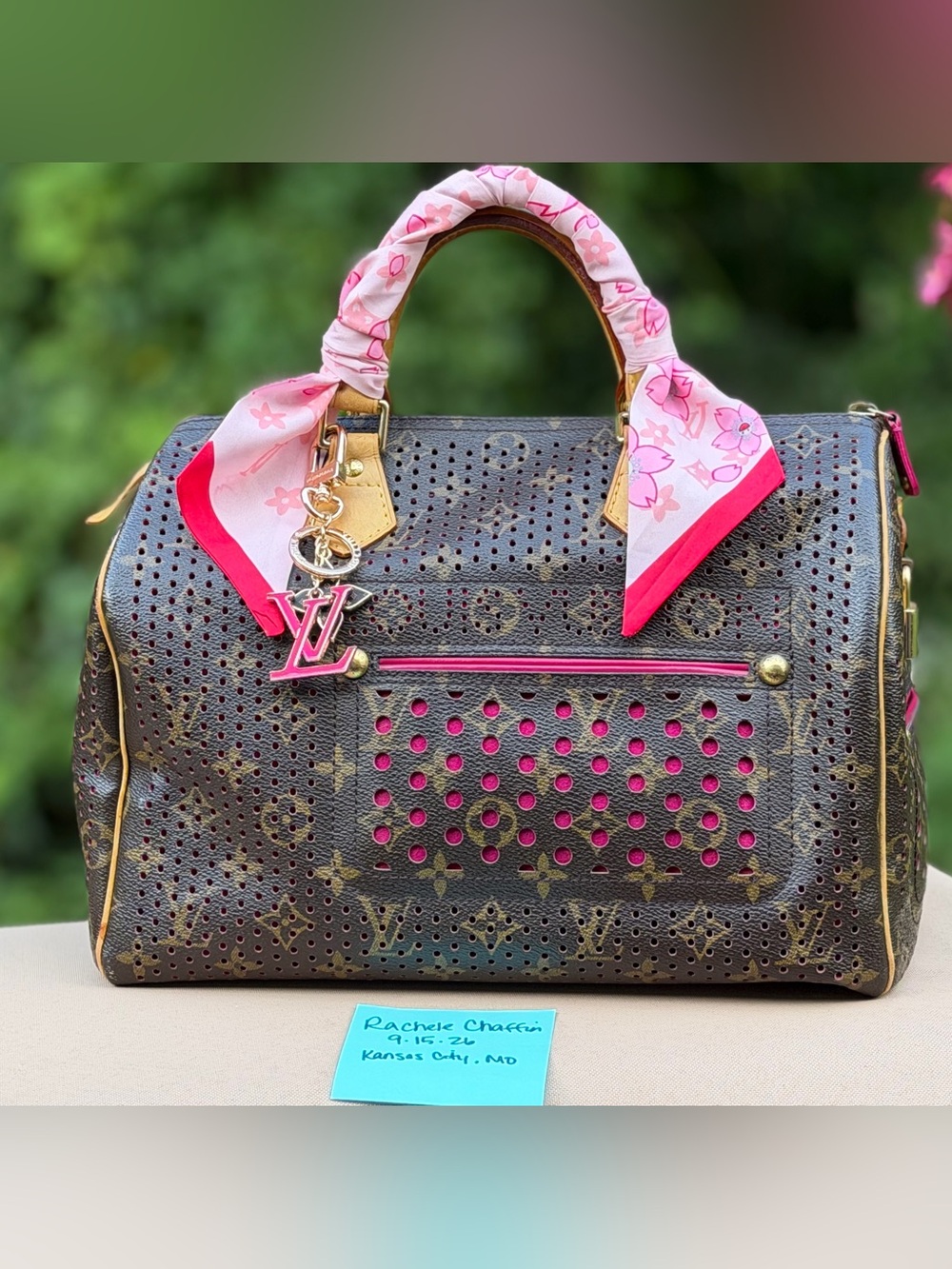 Louis Vuitton Brown Monogram/Fuchsia Perforated Speedy 30